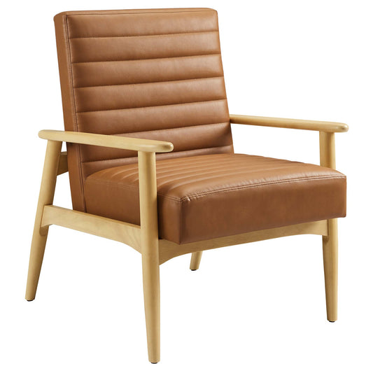 Jasper Eco-Leather Accent Chair, Natural Wood & Tan