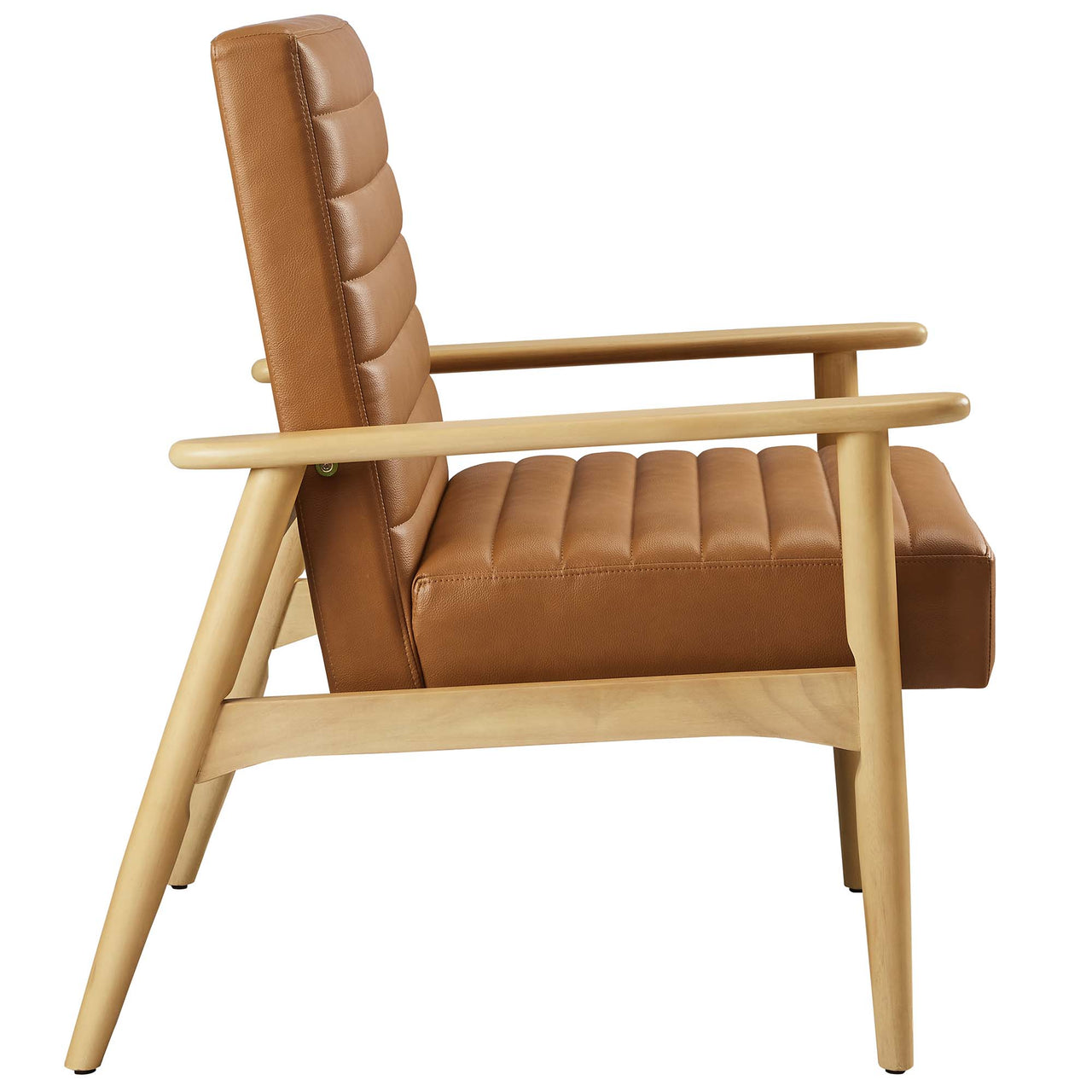 Jasper Eco-Leather Accent Chair, Natural Wood & Tan