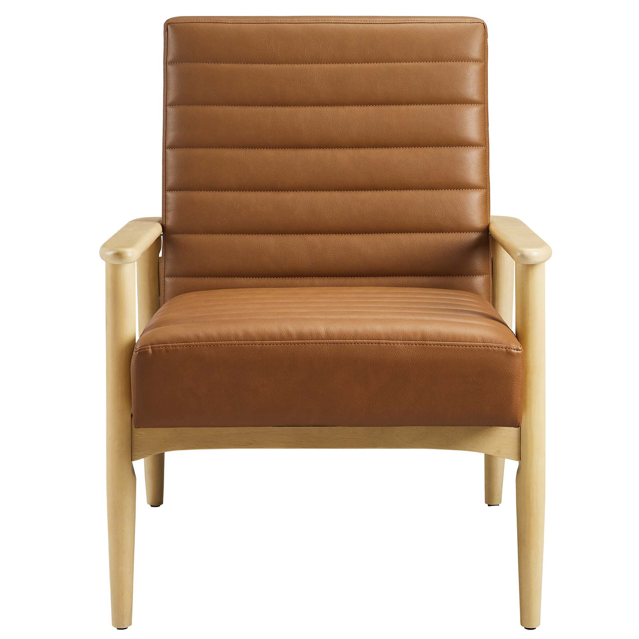 Jasper Eco-Leather Accent Chair, Natural Wood & Tan