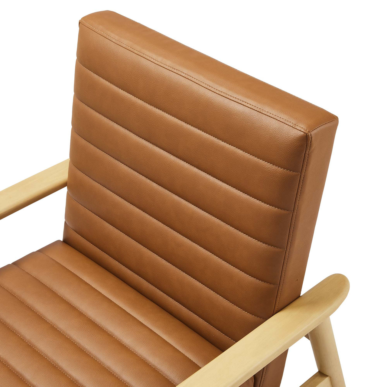 Jasper Eco-Leather Accent Chair, Natural Wood & Tan