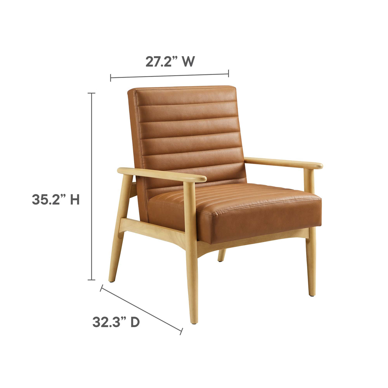 Jasper Eco-Leather Accent Chair, Natural Wood & Tan