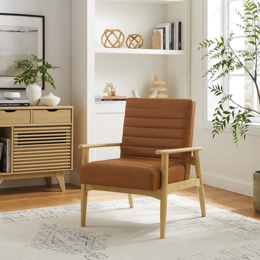 Jasper Eco-Leather Accent Chair, Natural Wood & Tan