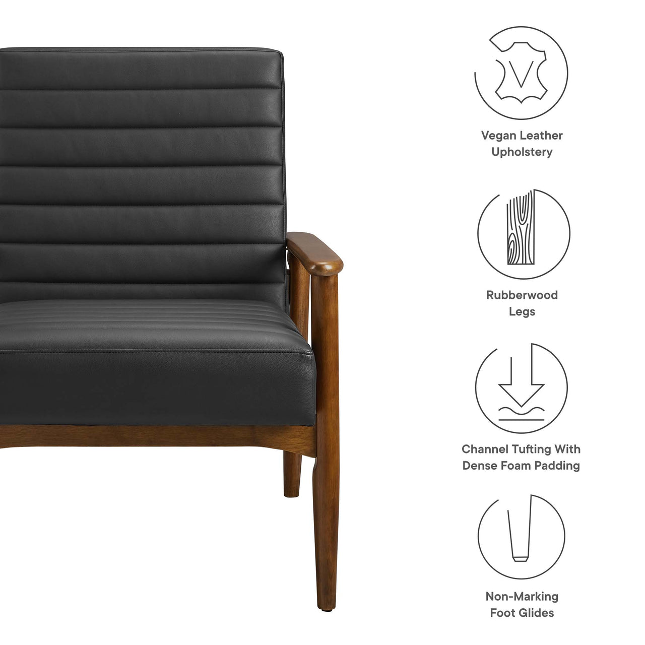 Jasper Eco-Leather Accent Chair, Walnut & Black