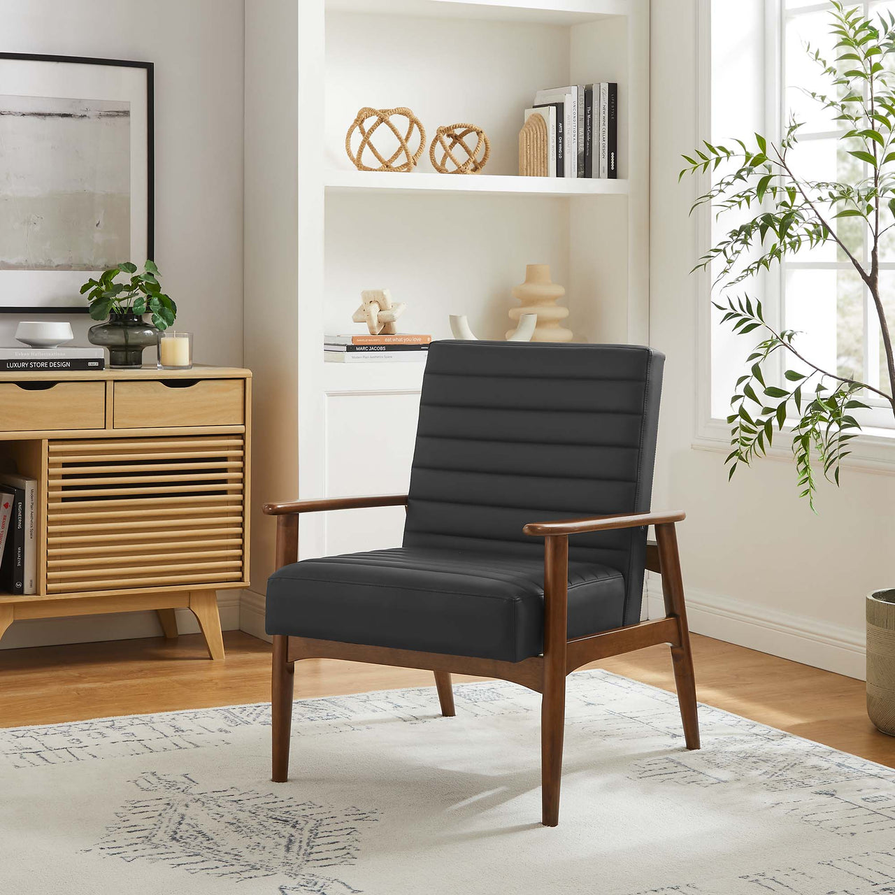 Jasper Eco-Leather Accent Chair, Walnut & Black