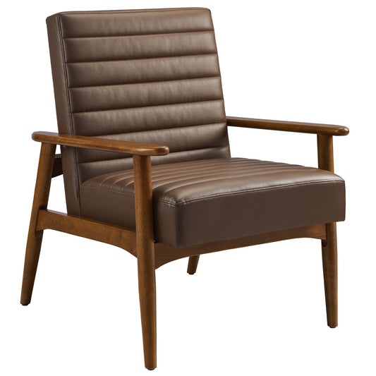Jasper Eco-Leather Accent Chair, Walnut & Brown