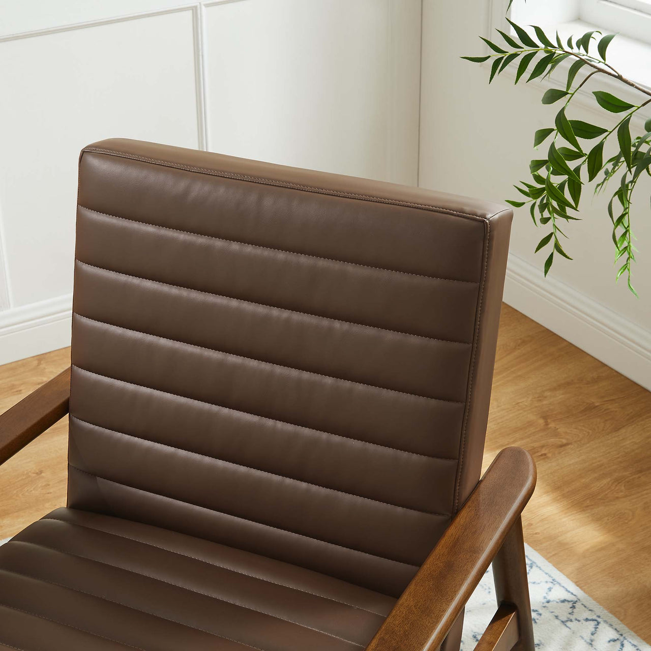 Jasper Eco-Leather Accent Chair, Walnut & Brown