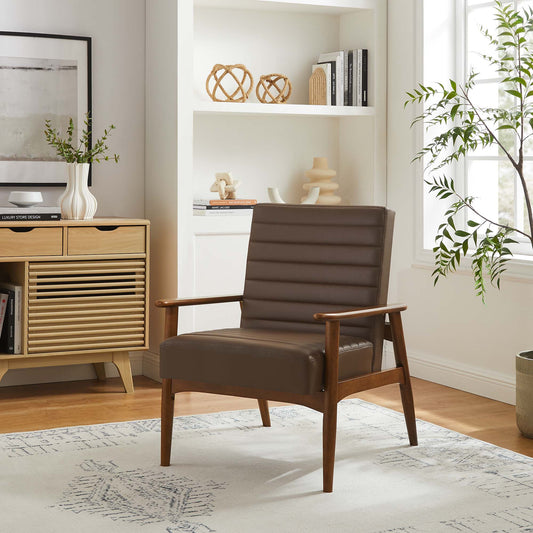 Jasper Eco-Leather Accent Chair, Walnut & Brown