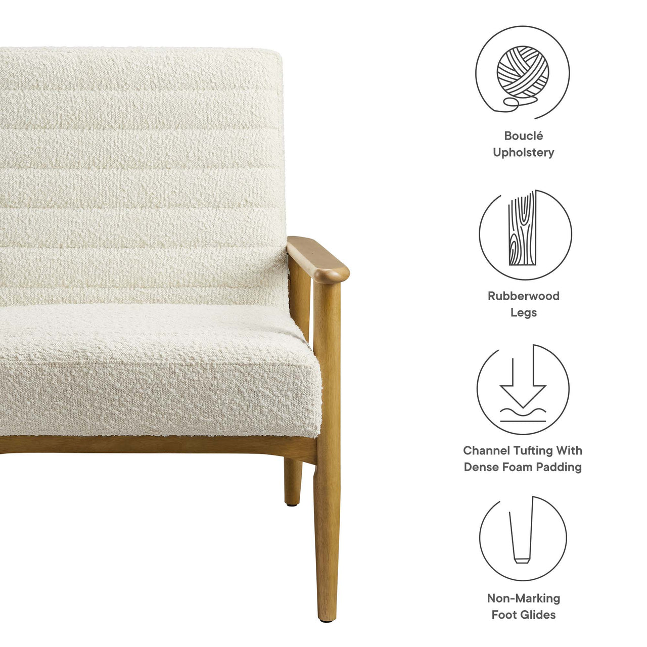 Jasper Boucle Accent Chair, Ivory