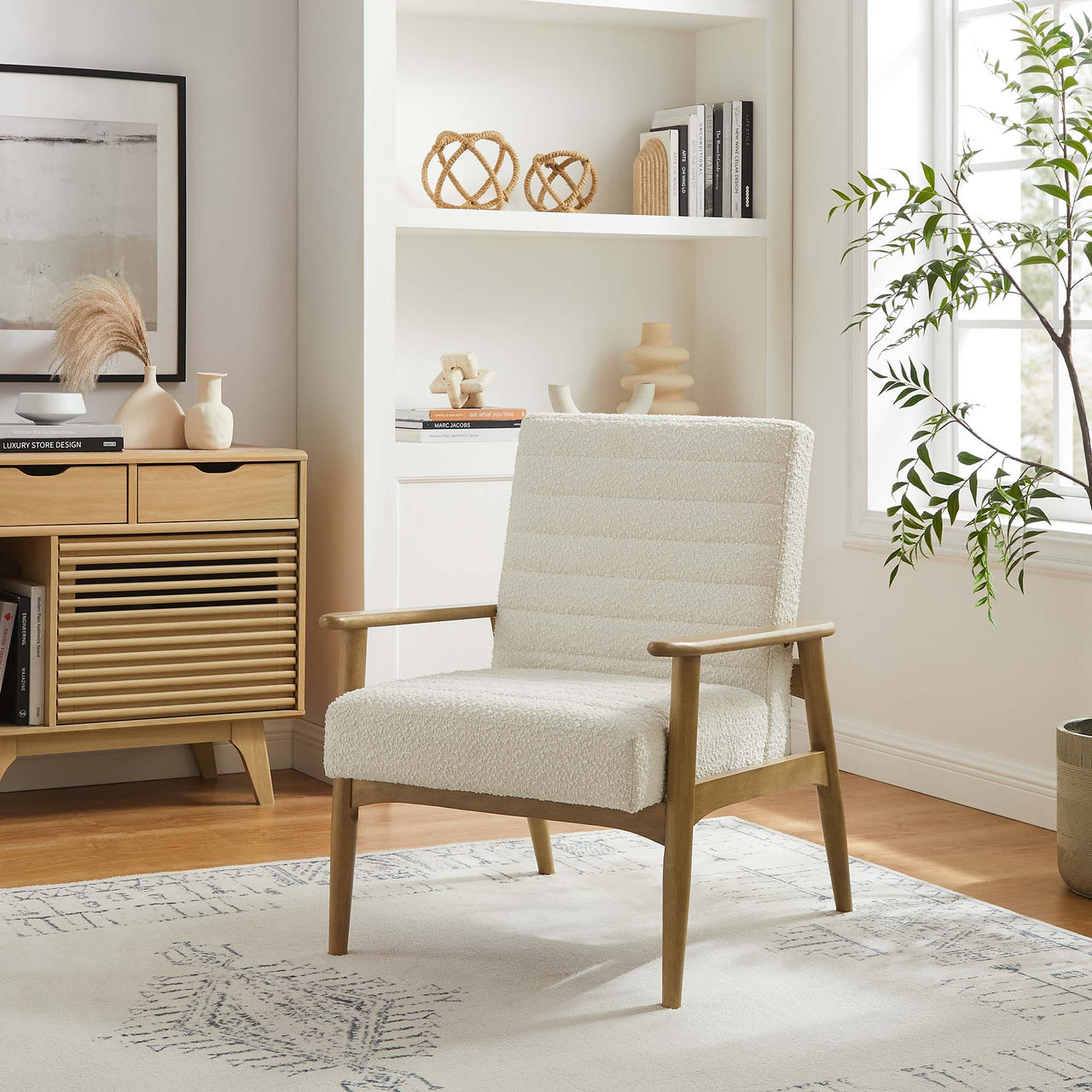 Jasper Boucle Accent Chair, Ivory