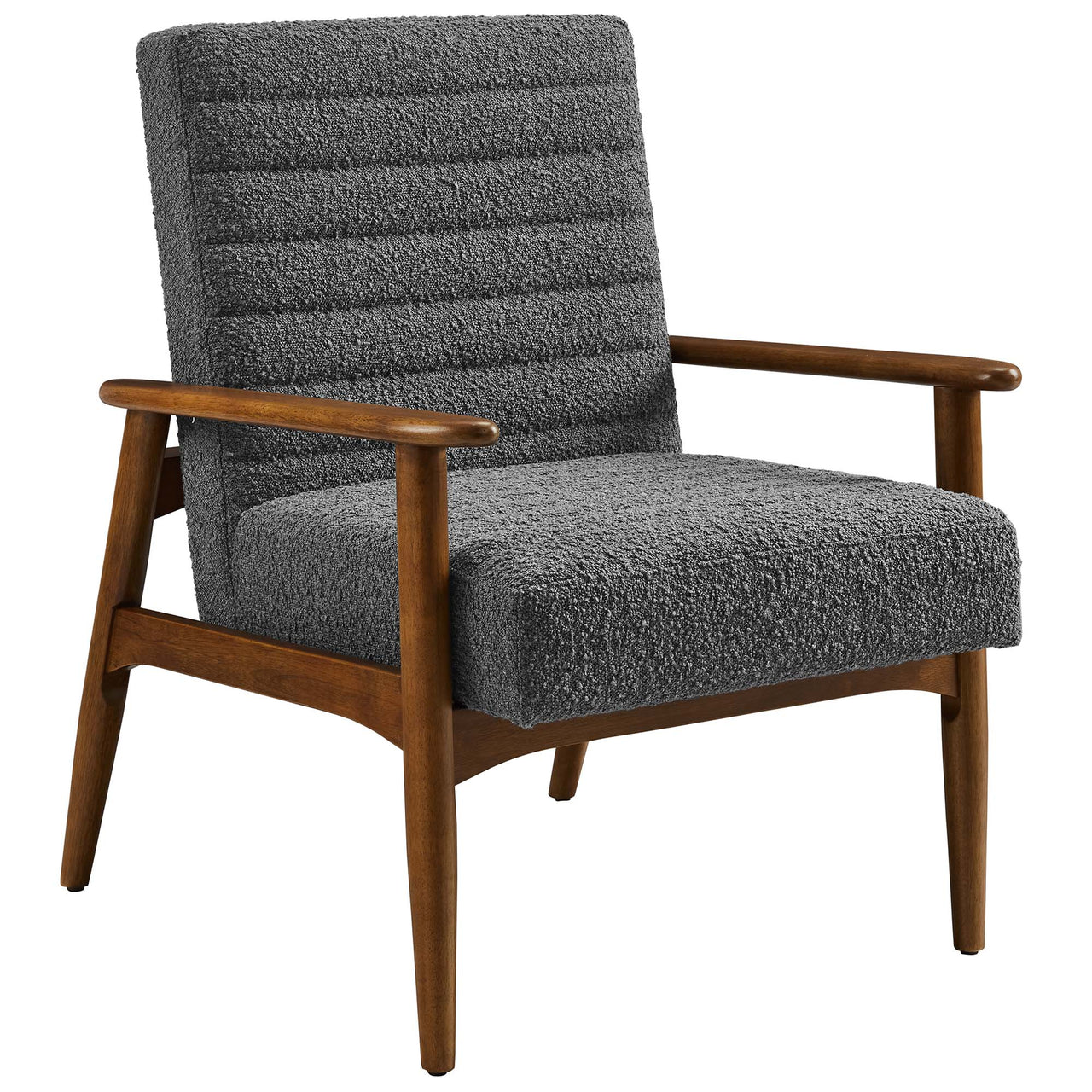 Jasper Boucle Accent Chair, Walnut & Charcoal