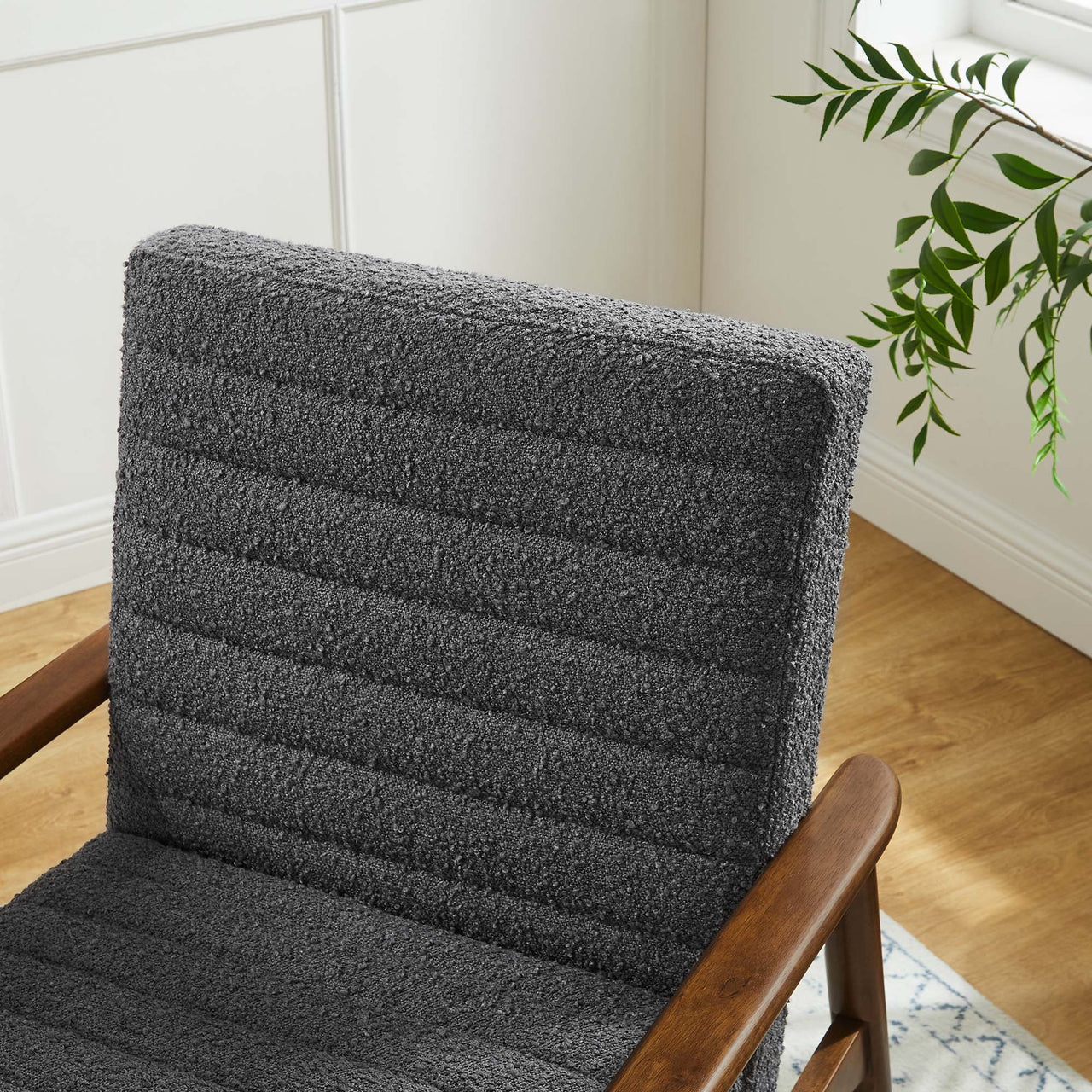 Jasper Boucle Accent Chair, Walnut & Charcoal
