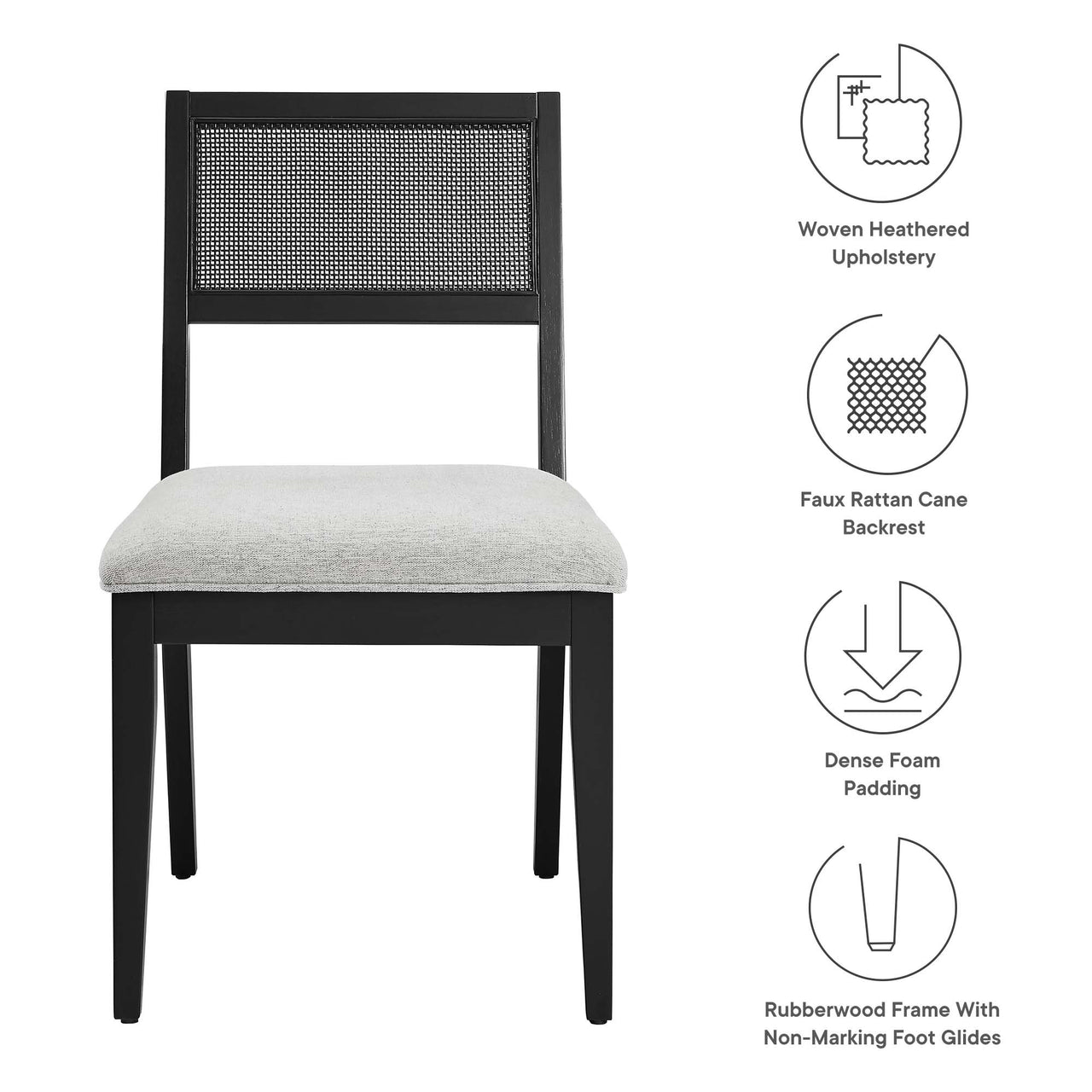 Nissa Dining Chair Set of 2, Light Gray