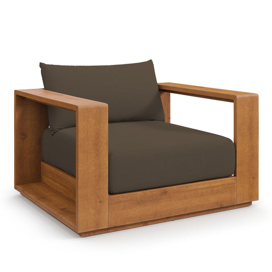 Tahlor Alfresco Acacia Wood Chair, Natural Wood & Cocoa
