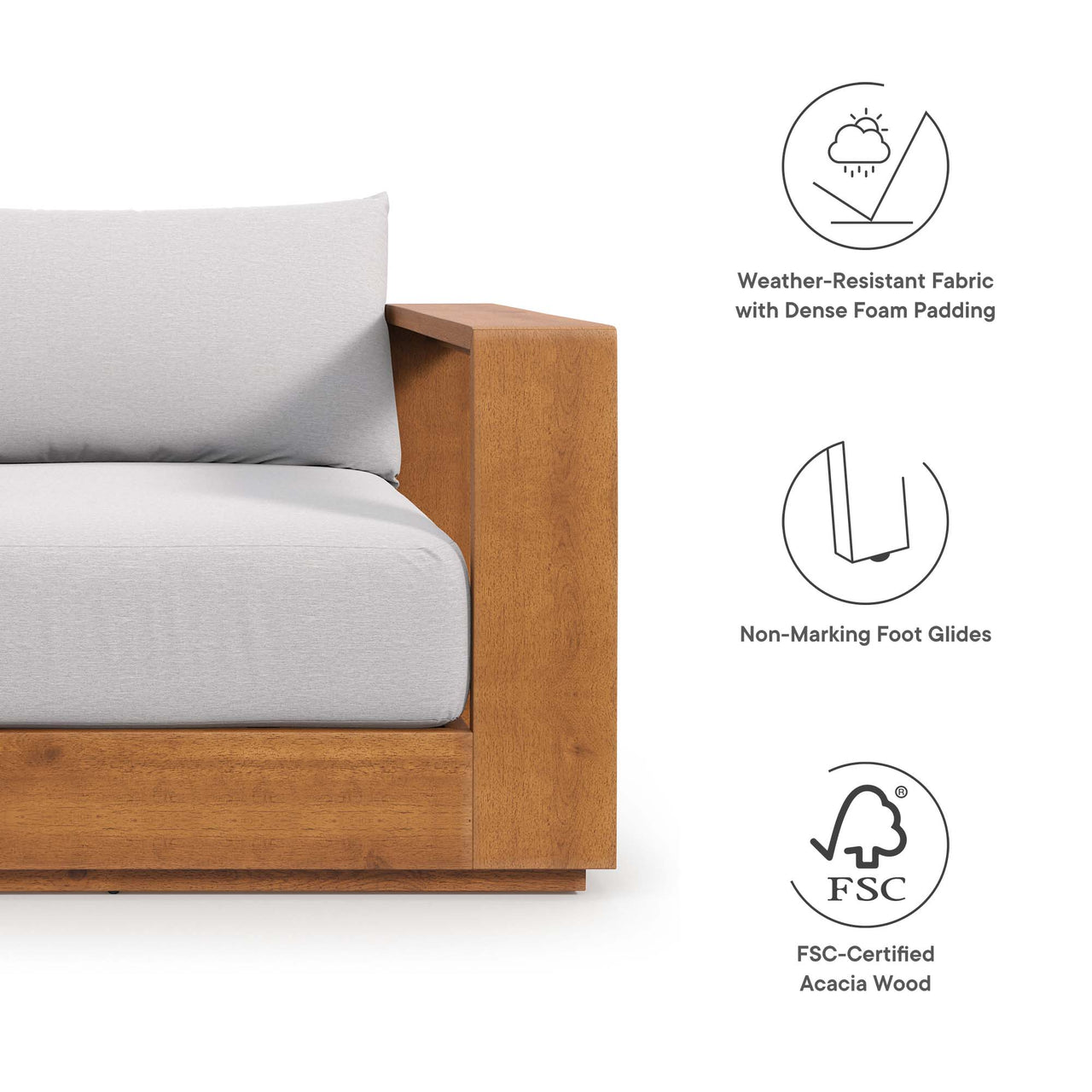 Tahlor Alfresco Acacia Wood Chair, Natural Wood & Light Gray
