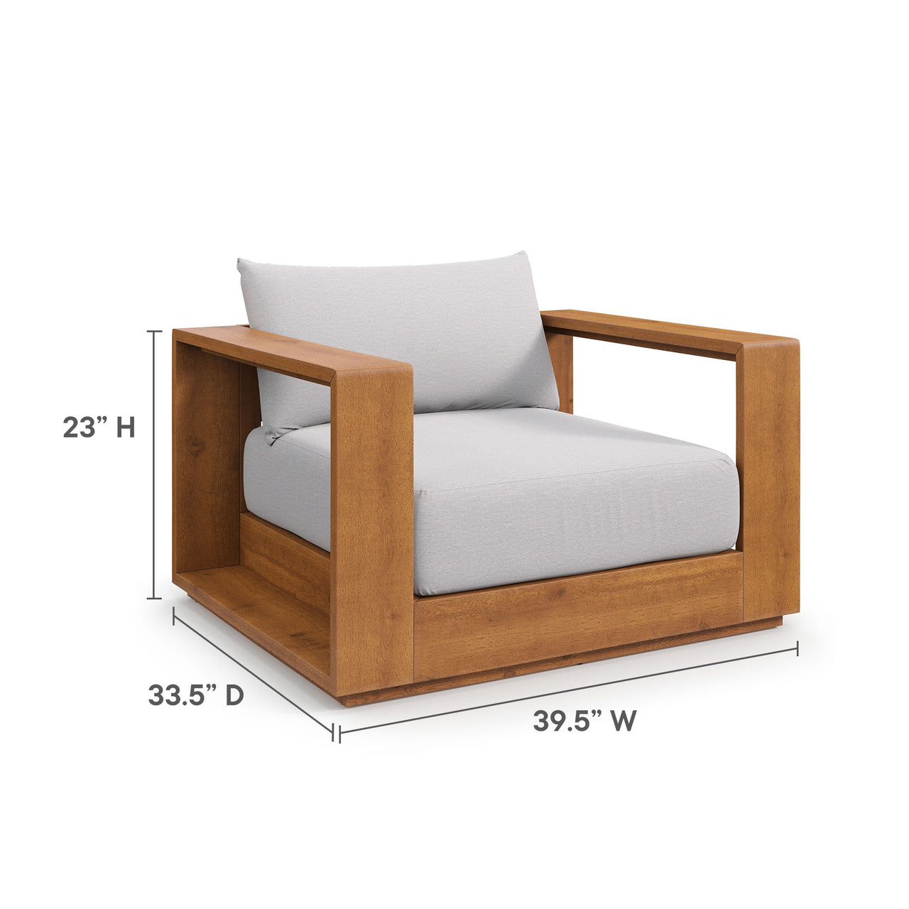 Tahlor Alfresco Acacia Wood Chair, Natural Wood & Light Gray