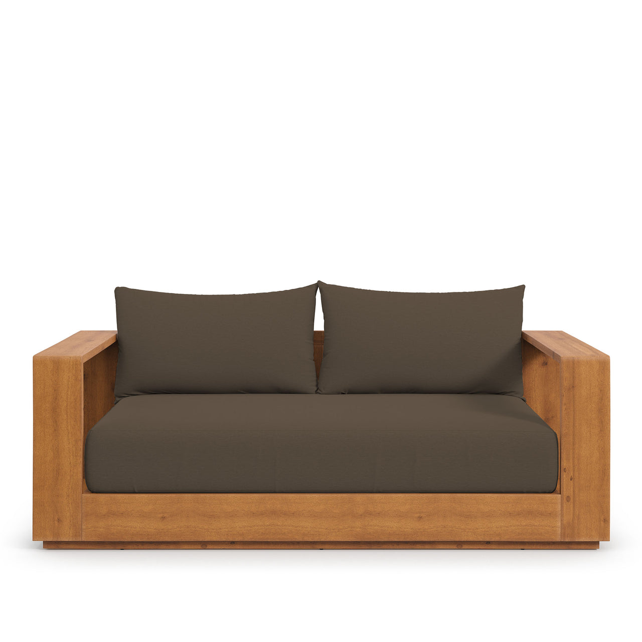 Tahlor Acacia Wood Alfresco Acacia Wood Loveseat, Natural Wood & Cocoa