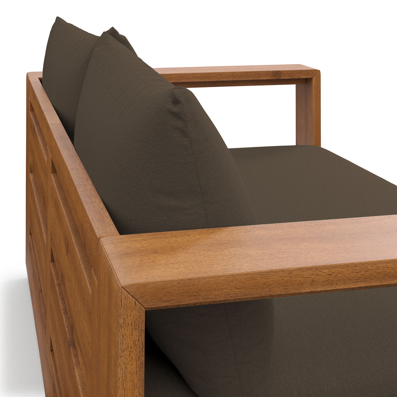 Tahlor Acacia Wood Alfresco Acacia Wood Loveseat, Natural Wood & Cocoa