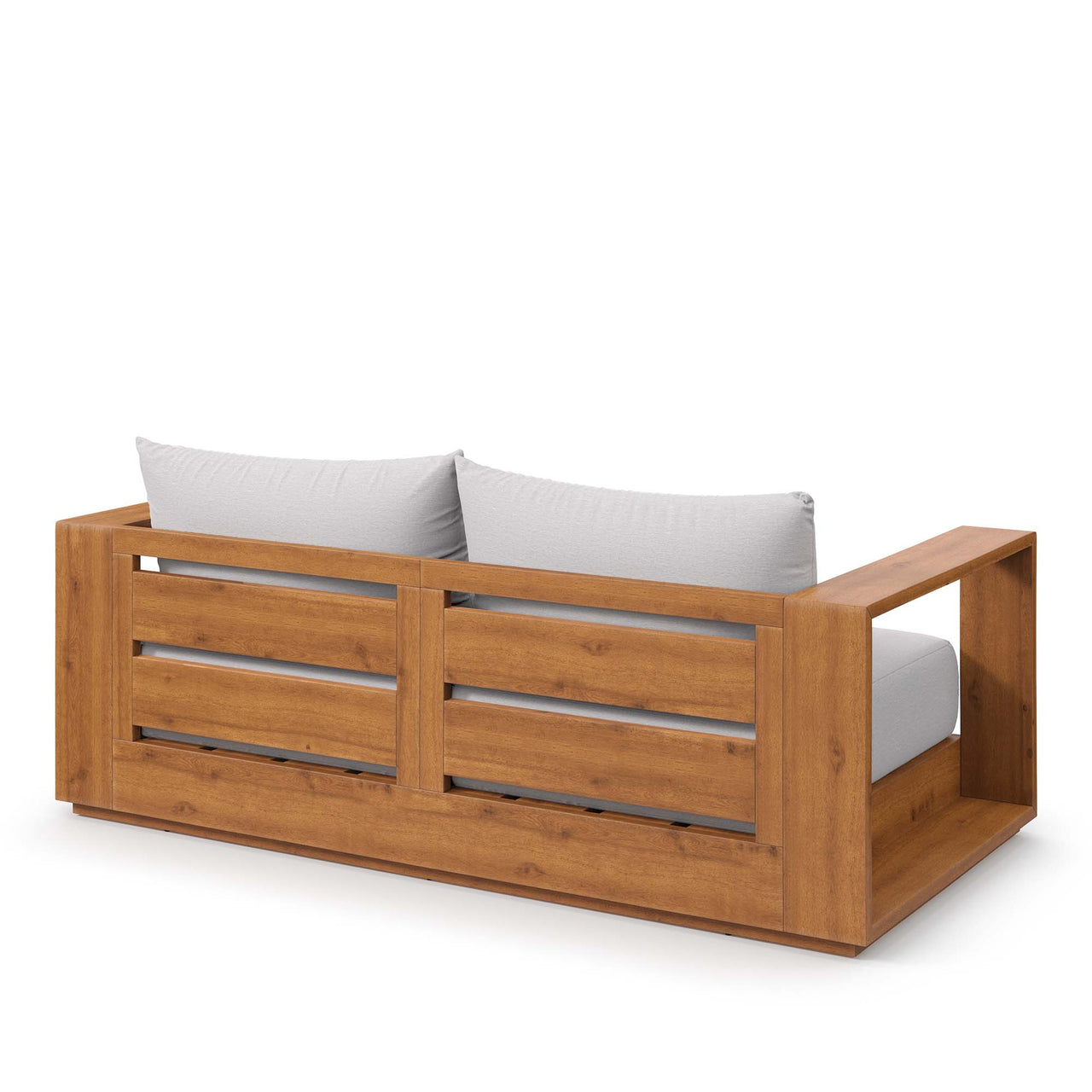 Tahlor Acacia Wood Alfresco Acacia Wood Loveseat, Natural Wood & Light Gray