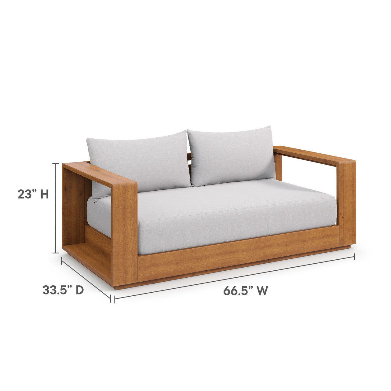 Tahlor Acacia Wood Alfresco Acacia Wood Loveseat, Natural Wood & Light Gray
