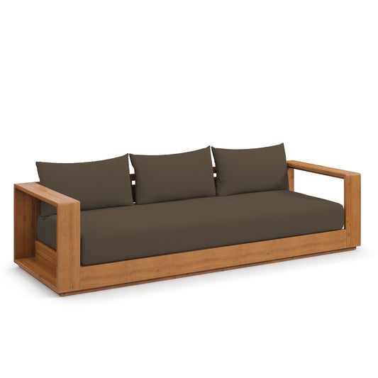 Tahlor Alfresco Acacia Wood Sofa, Natural Wood & Cocoa