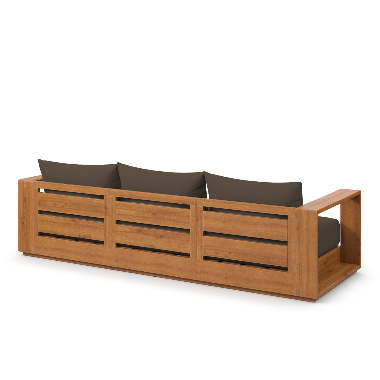 Tahlor Alfresco Acacia Wood Sofa, Natural Wood & Cocoa