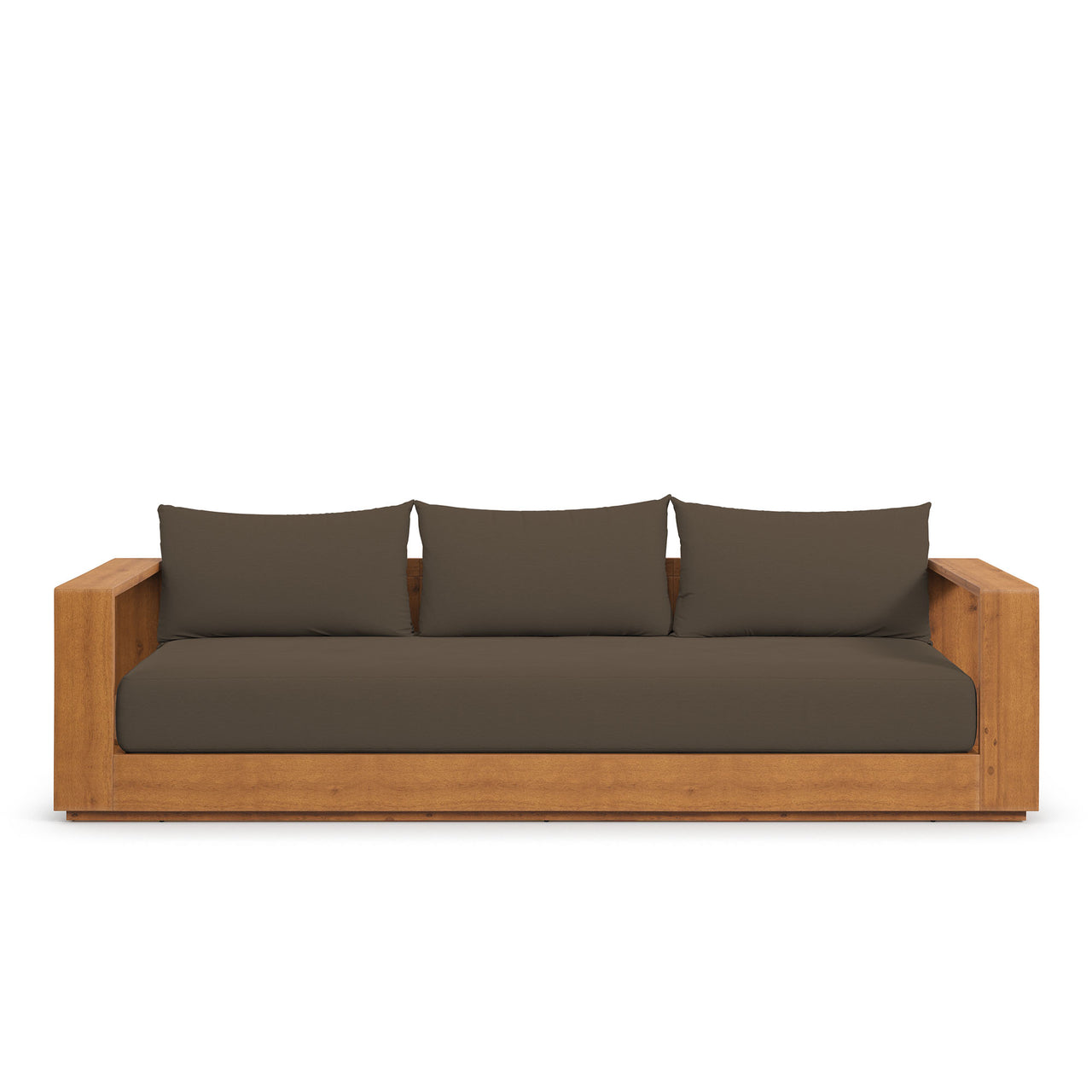 Tahlor Alfresco Acacia Wood Sofa, Natural Wood & Cocoa