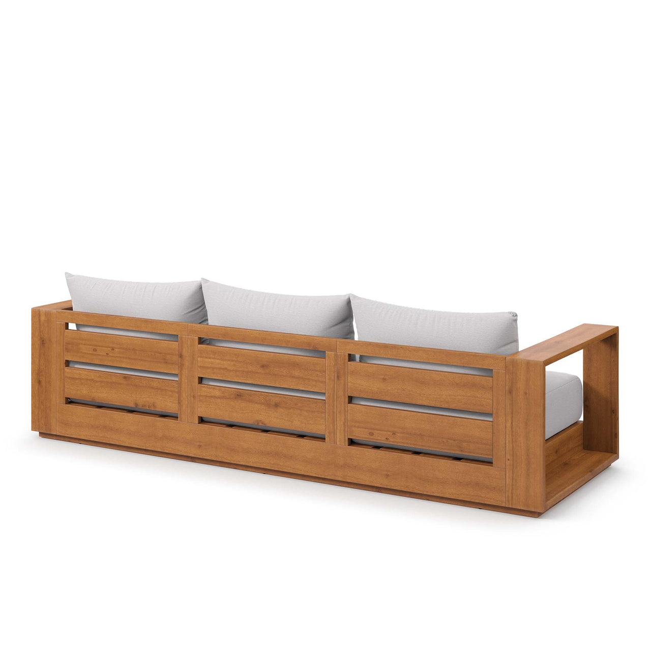 Tahlor Alfresco Acacia Wood Sofa, Natural Wood & Light Gray