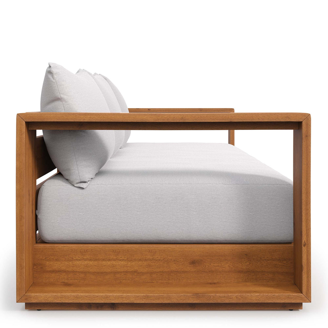 Tahlor Alfresco Acacia Wood Sofa, Natural Wood & Light Gray