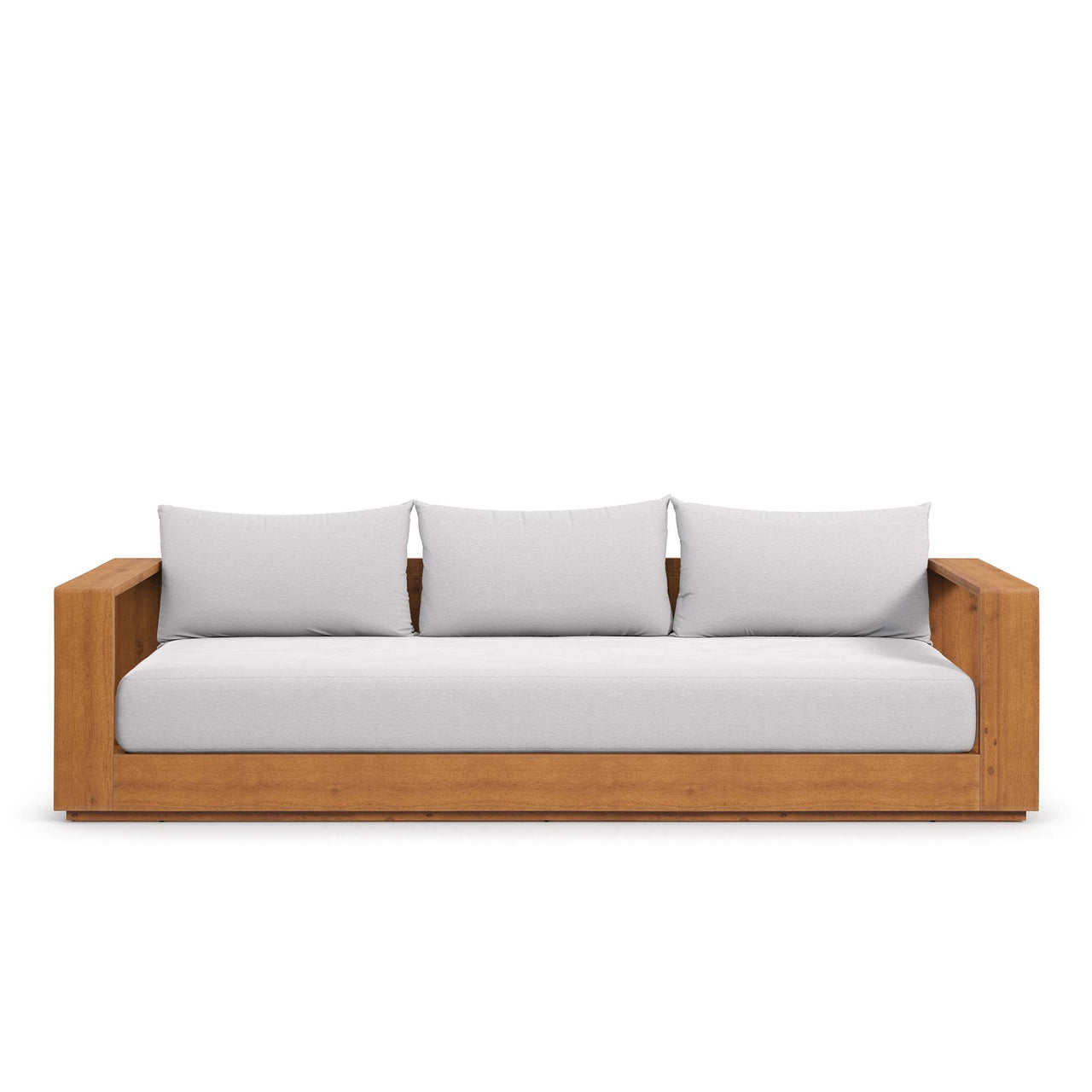 Tahlor Alfresco Acacia Wood Sofa, Natural Wood & Light Gray