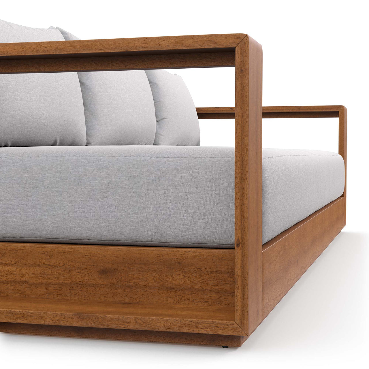 Tahlor Alfresco Acacia Wood Sofa, Natural Wood & Light Gray