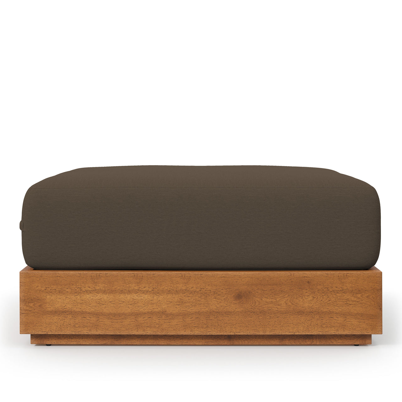 Tahlor Alfresco Acacia Wood Ottoman, Natural Wood & Cocoa