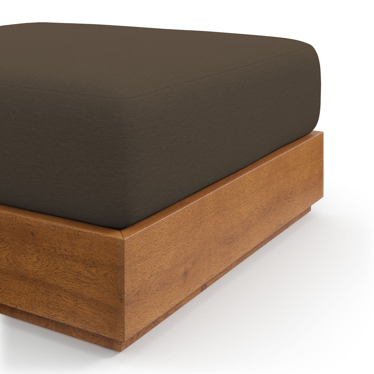 Tahlor Alfresco Acacia Wood Ottoman, Natural Wood & Cocoa