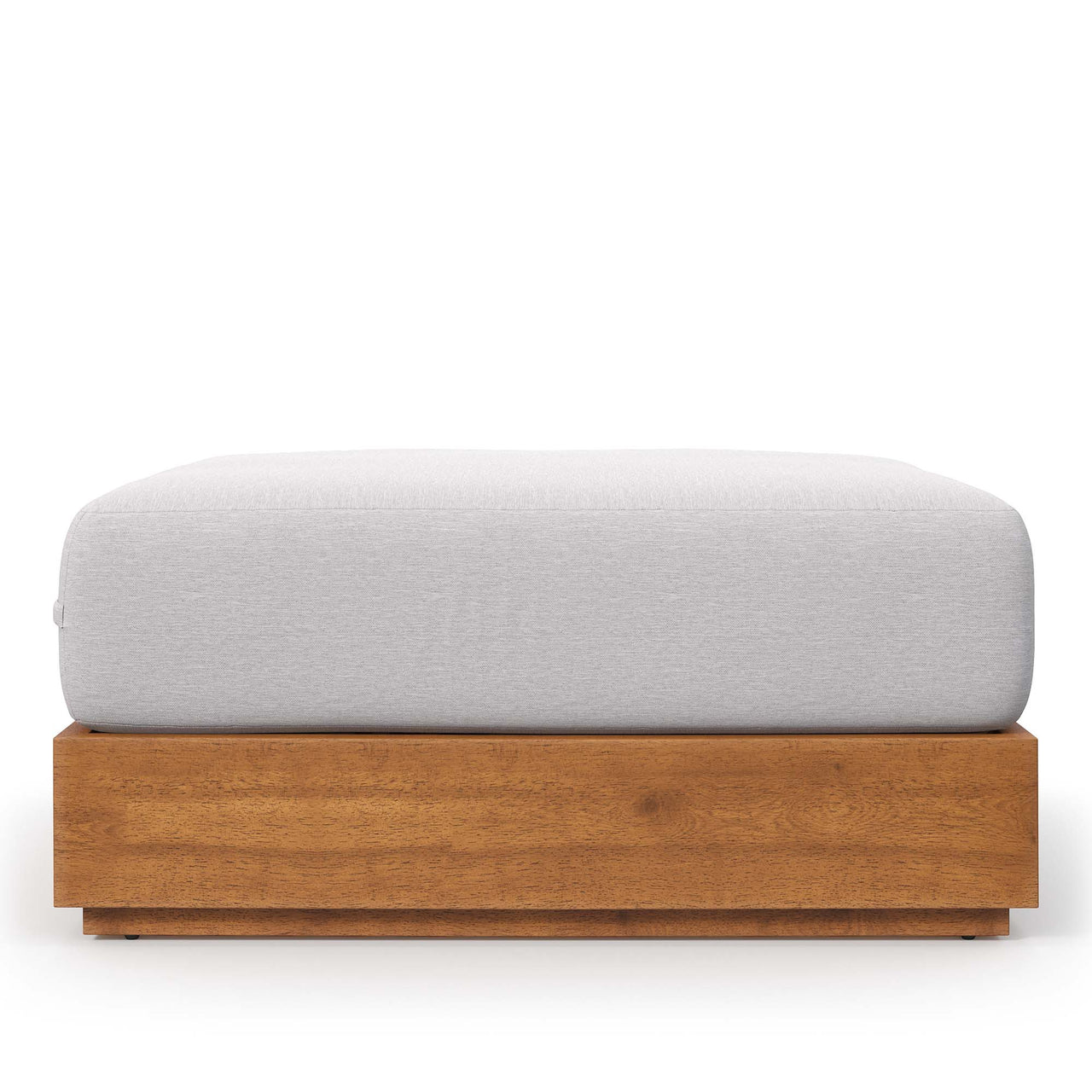 Tahlor Alfresco Acacia Wood Ottoman, Natural Wood & Light Gray