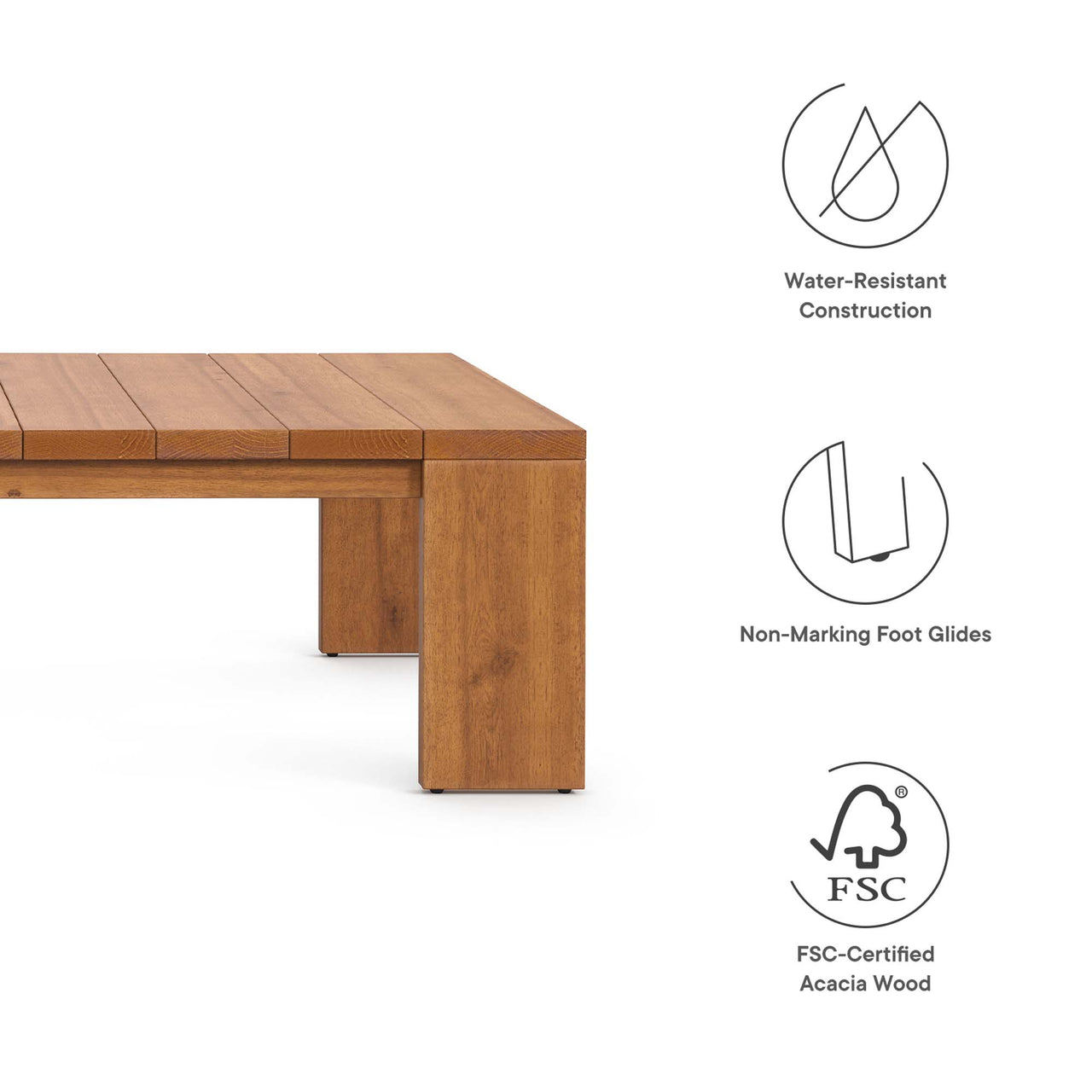 Tahlor Alfresco Acacia Wood Coffee Table, Natural Wood