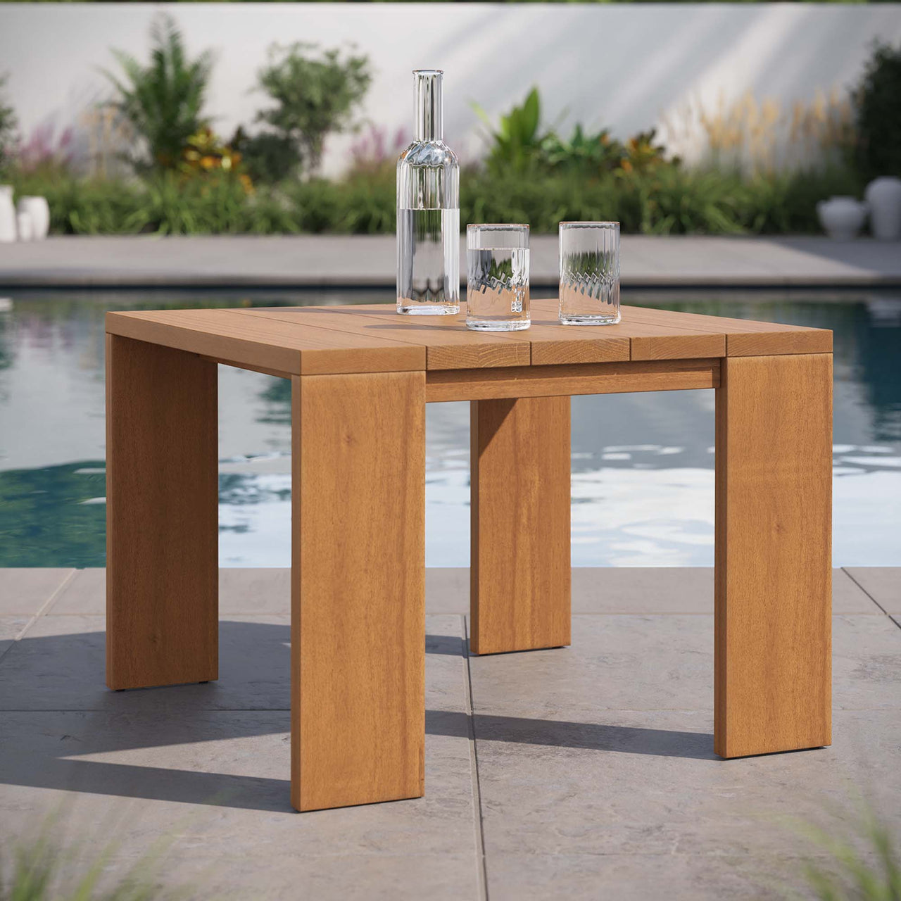 Tahlor Alfresco Acacia Wood Side Table, Natural Wood