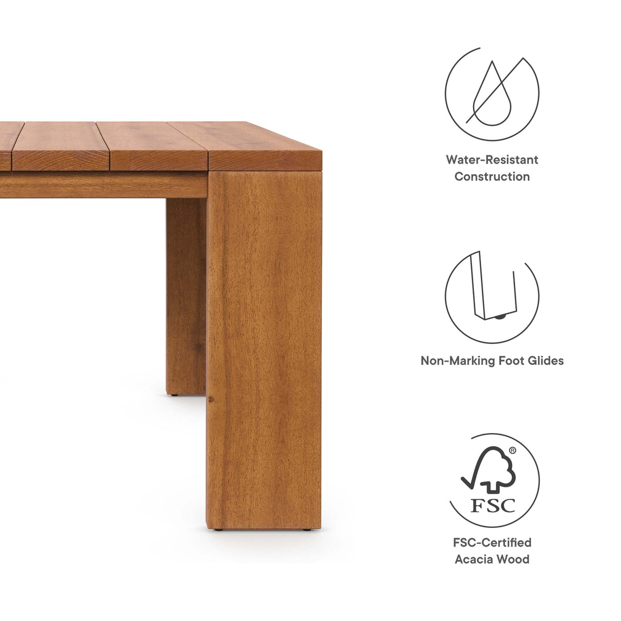 Tahlor Alfresco Acacia Wood Side Table, Natural Wood