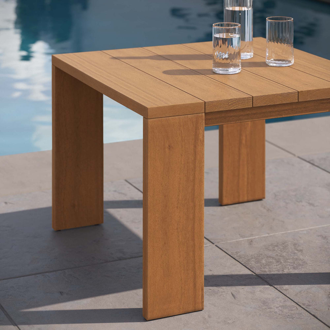 Tahlor Alfresco Acacia Wood Side Table, Natural Wood