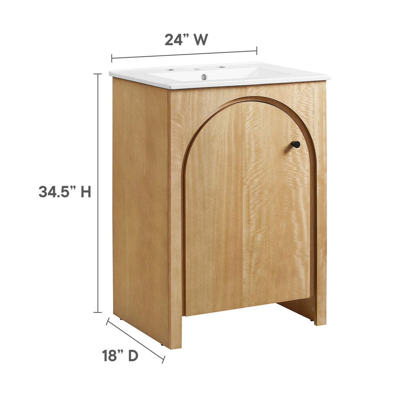Revina Arched Vanity Unit, Small, Oak & White