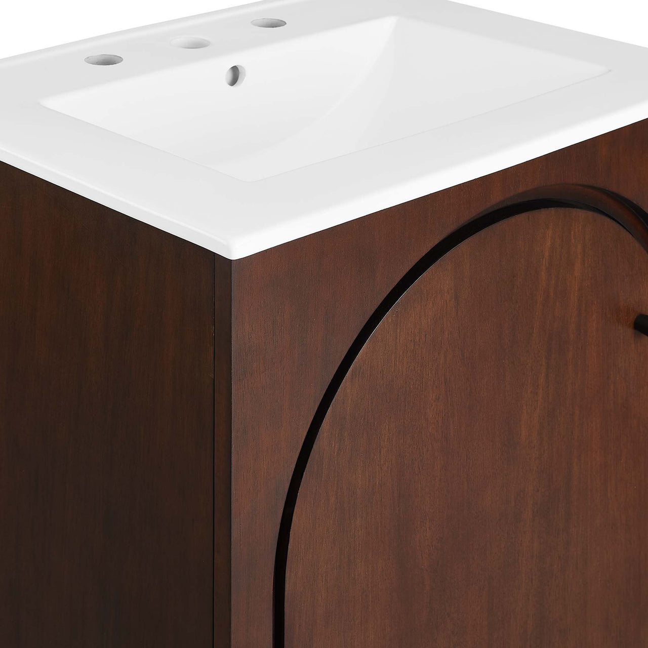 Revina Arched Vanity Unit, Small, Walnut & White