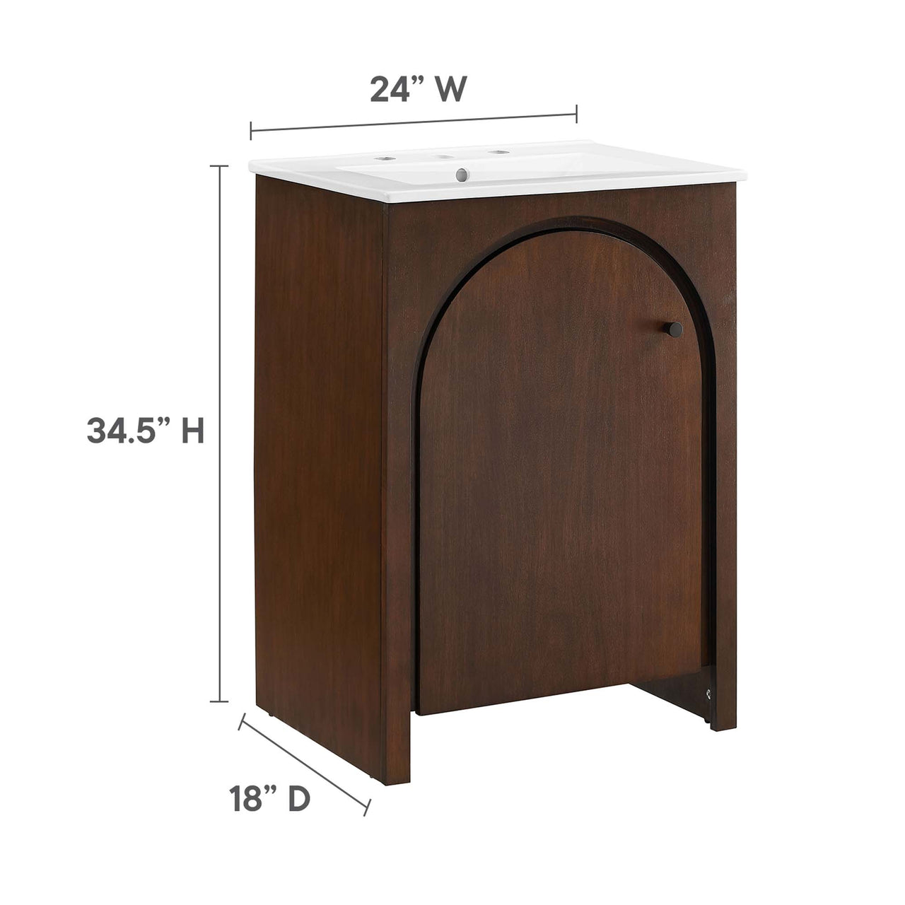 Revina Arched Vanity Unit, Small, Walnut & White