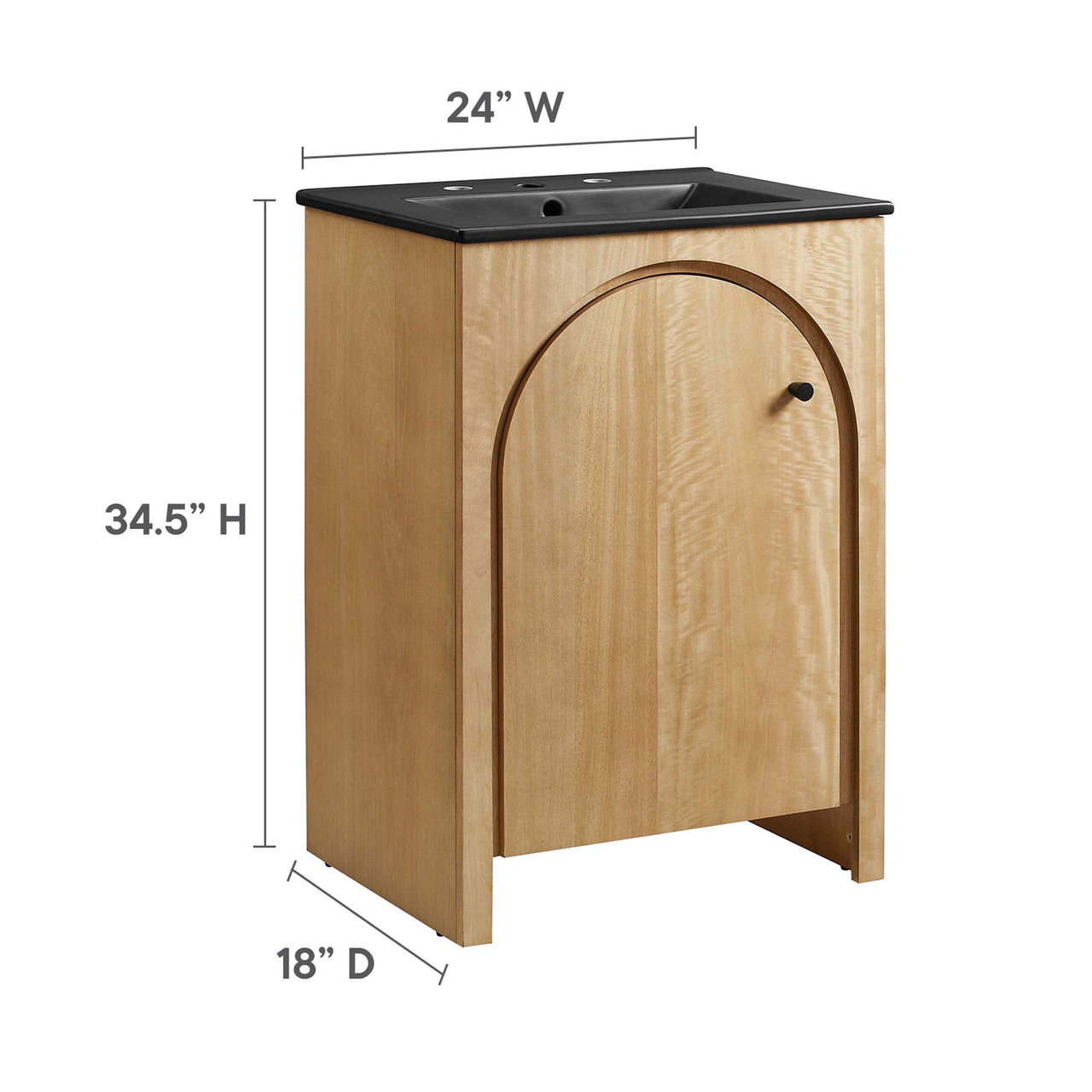 Revina Arched Vanity Unit, Small, Oak & Black