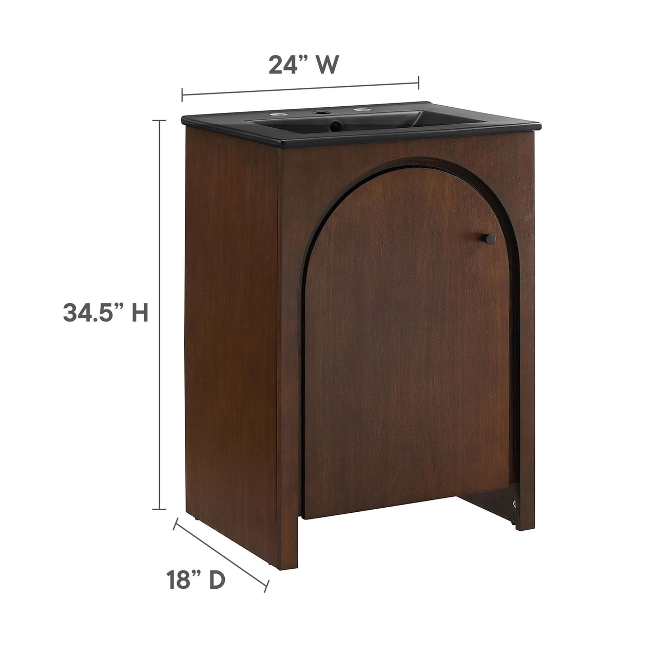 Revina Arched Vanity Unit, Small, Walnut & Black