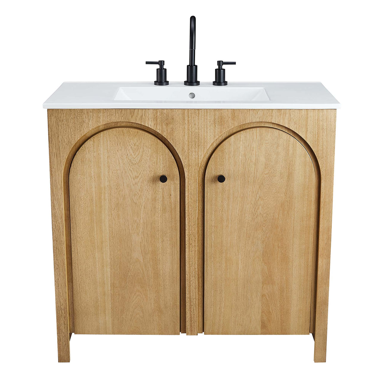 Revina Arched Vanity Unit, Large, Oak & White