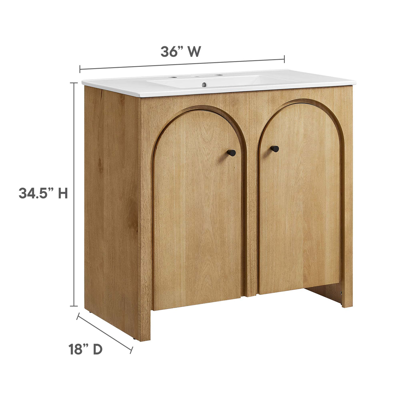 Revina Arched Vanity Unit, Large, Oak & White