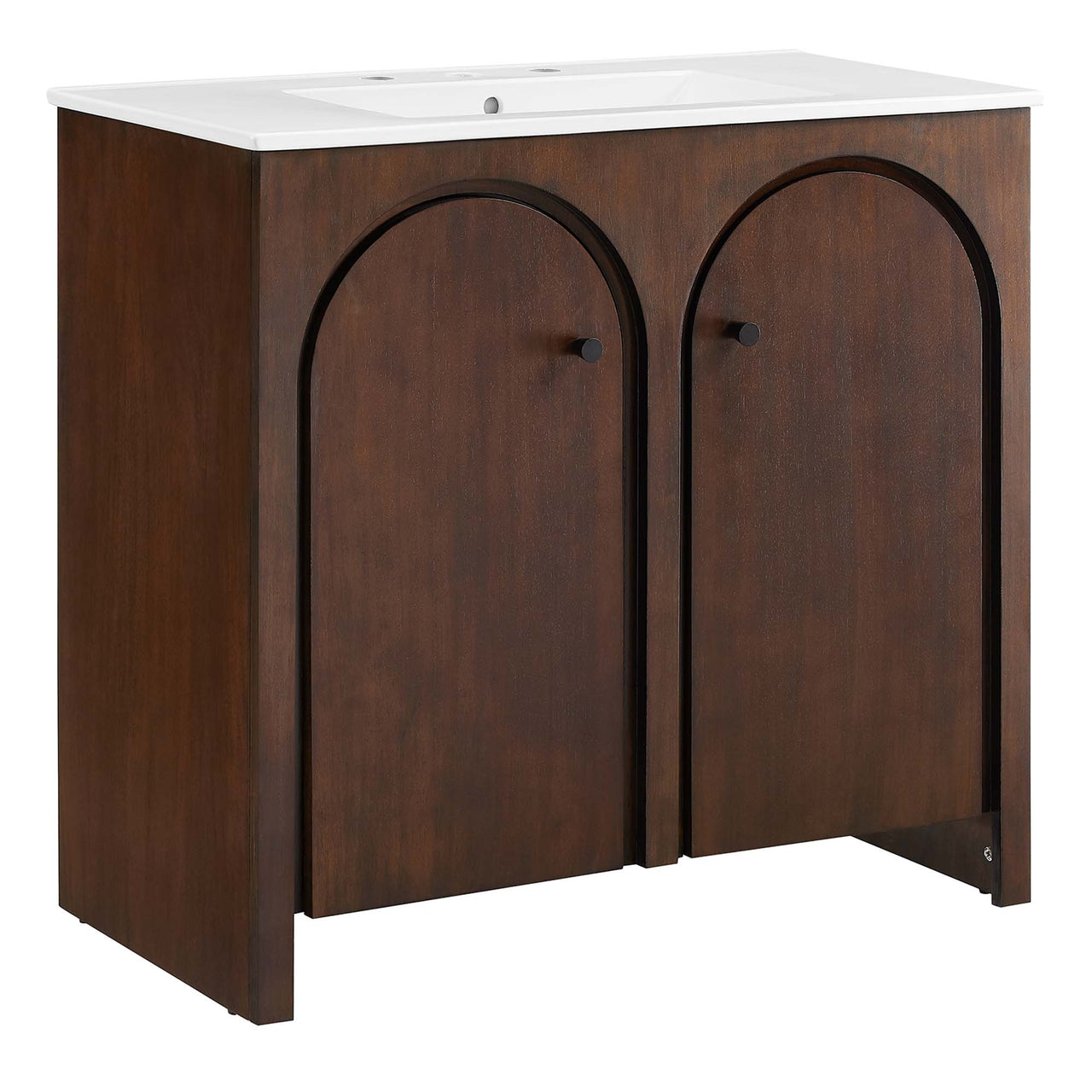 Revina Arched Vanity Unit, Large, Walnut & White