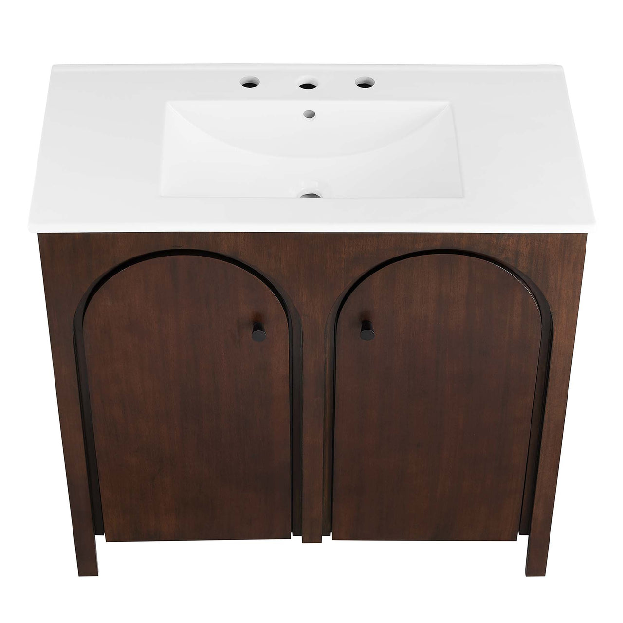 Revina Arched Vanity Unit, Large, Walnut & White