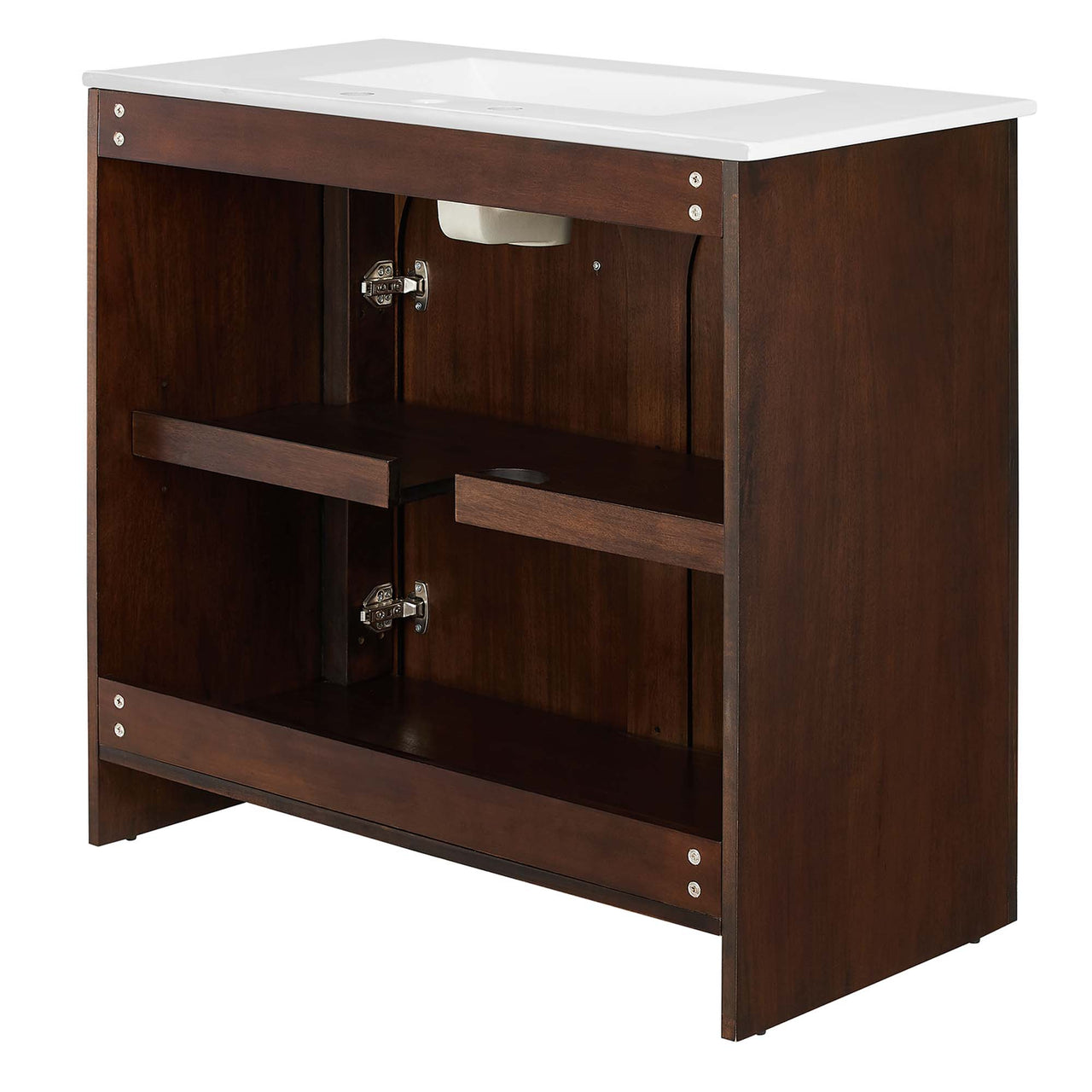 Revina Arched Vanity Unit, Large, Walnut & White