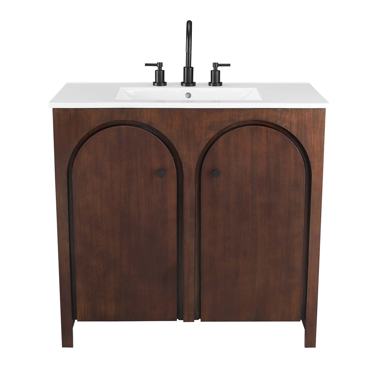 Revina Arched Vanity Unit, Large, Walnut & White