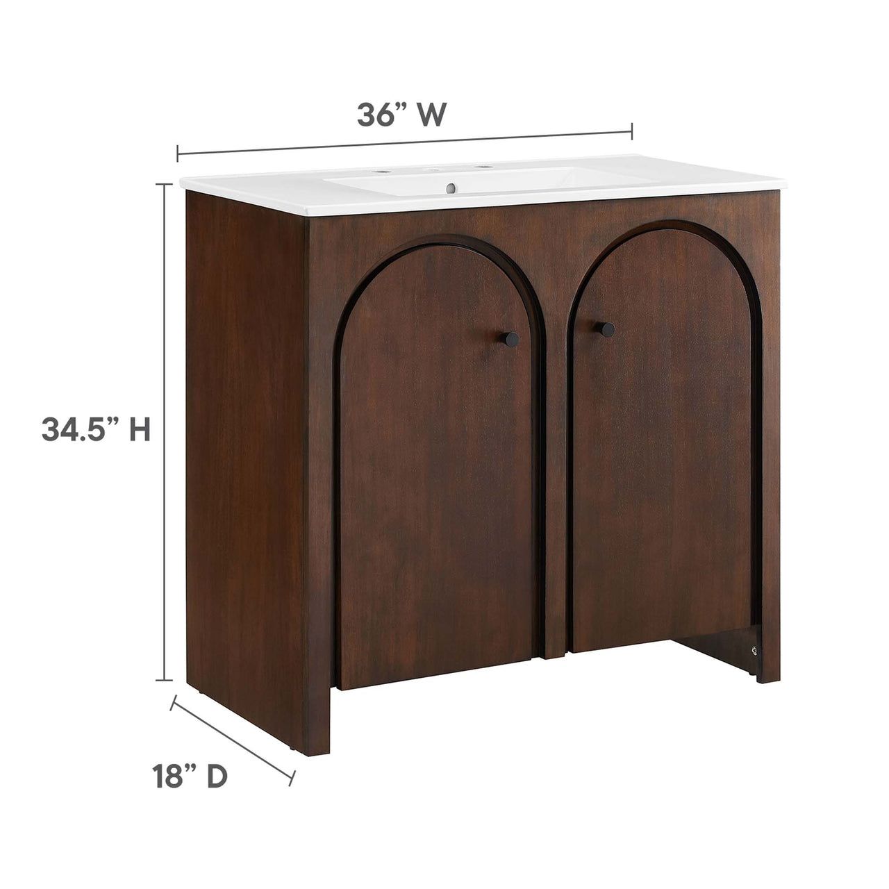 Revina Arched Vanity Unit, Large, Walnut & White