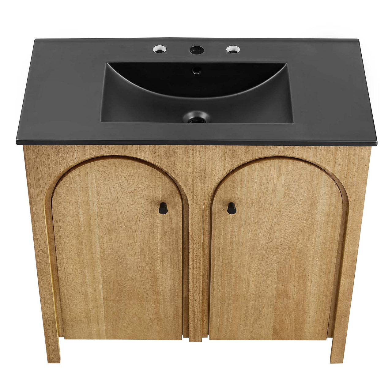 Revina Arched Vanity Unit, Large, Oak & Black
